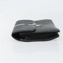 Burberrys Clutch Bag Leather Black Auth ka790-5
