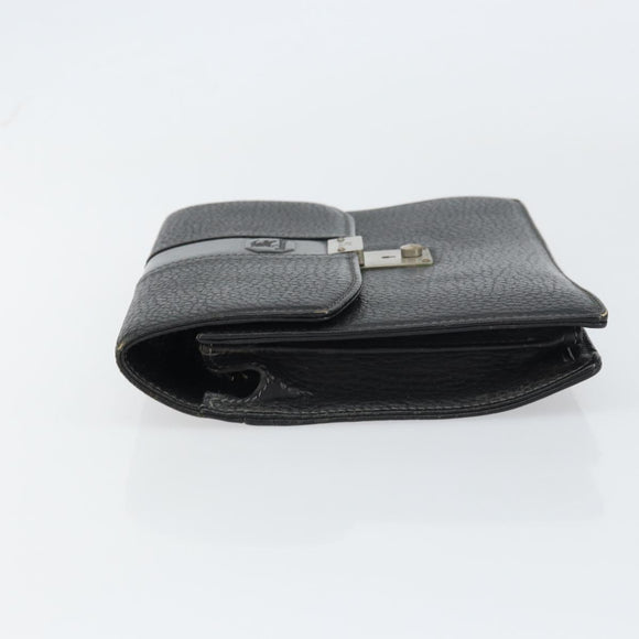 Burberrys Clutch Bag Leather Black Auth ka790