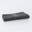 Burberrys Clutch Bag Leather Black Auth ka790-6