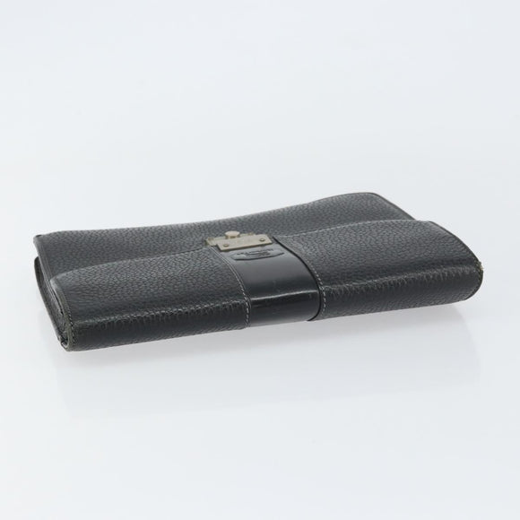 Burberrys Clutch Bag Leather Black Auth ka790