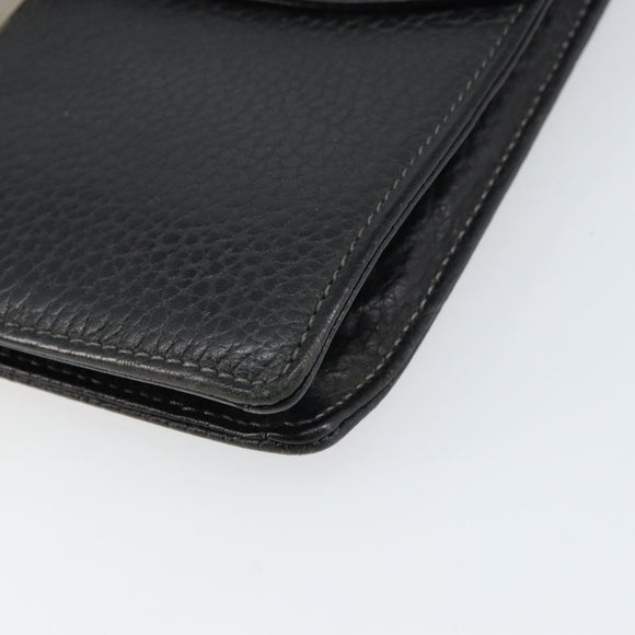 Burberrys Clutch Bag Leather Black Auth ka790