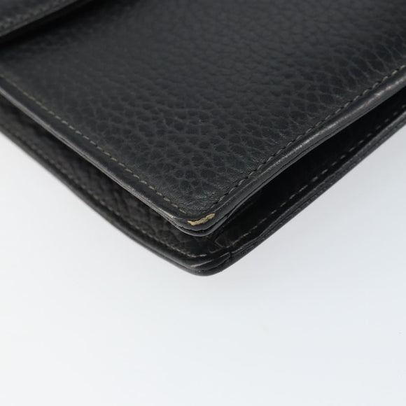 Burberrys Clutch Bag Leather Black Auth ka790