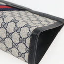 GUCCI GG Supreme Sherry Line Clutch Bag PVC Navy Red 84 014 2125 23 Auth ka792-14