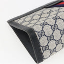 GUCCI GG Supreme Sherry Line Clutch Bag PVC Navy Red 84 014 2125 23 Auth ka792-15