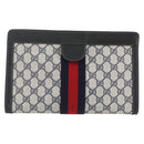 GUCCI GG Supreme Sherry Line Clutch Bag PVC Navy Red 84 014 2125 23 Auth ka792-13