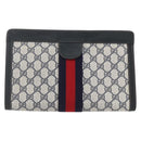 GUCCI GG Supreme Sherry Line Clutch Bag PVC Navy Red 84 014 2125 23 Auth ka792-2