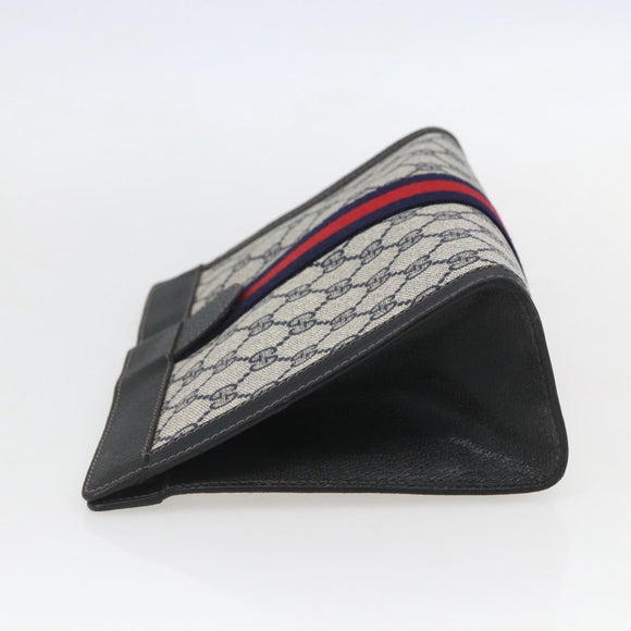 GUCCI GG Supreme Sherry Line Clutch Bag PVC Navy Red 84 014 2125 23 Auth ka792
