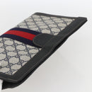 GUCCI GG Supreme Sherry Line Clutch Bag PVC Navy Red 84 014 2125 23 Auth ka792-5