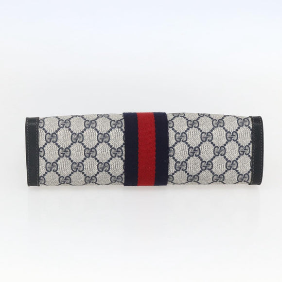 GUCCI GG Supreme Sherry Line Clutch Bag PVC Navy Red 84 014 2125 23 Auth ka792