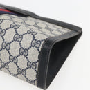 GUCCI GG Supreme Sherry Line Clutch Bag PVC Navy Red 84 014 2125 23 Auth ka792-7