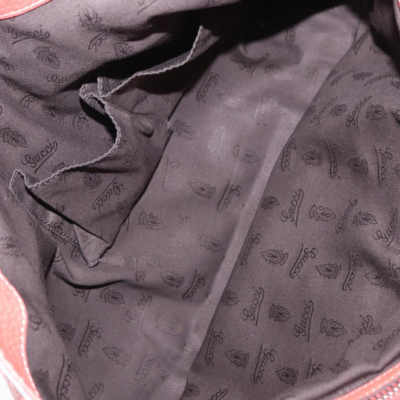 GUCCI Bamboo Hand Bag Leather Red Silver 232947 Auth ka796