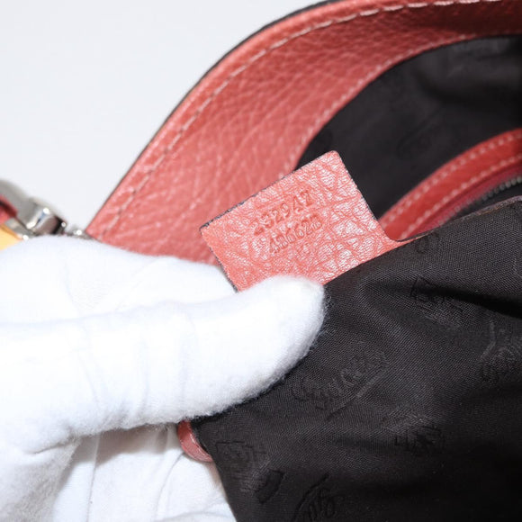 GUCCI Bamboo Hand Bag Leather Red Silver 232947 Auth ka796