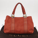GUCCI Bamboo Hand Bag Leather Red Silver 232947 Auth ka796-25