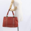 GUCCI Bamboo Hand Bag Leather Red Silver 232947 Auth ka796-26