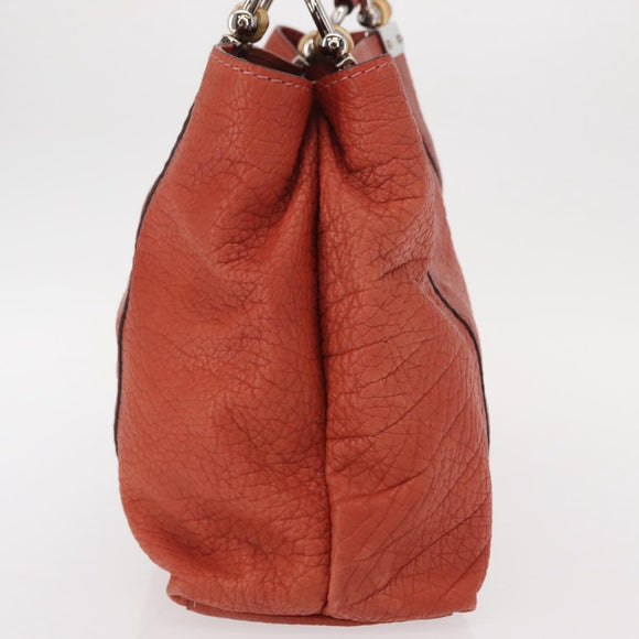 GUCCI Bamboo Hand Bag Leather Red Silver 232947 Auth ka796