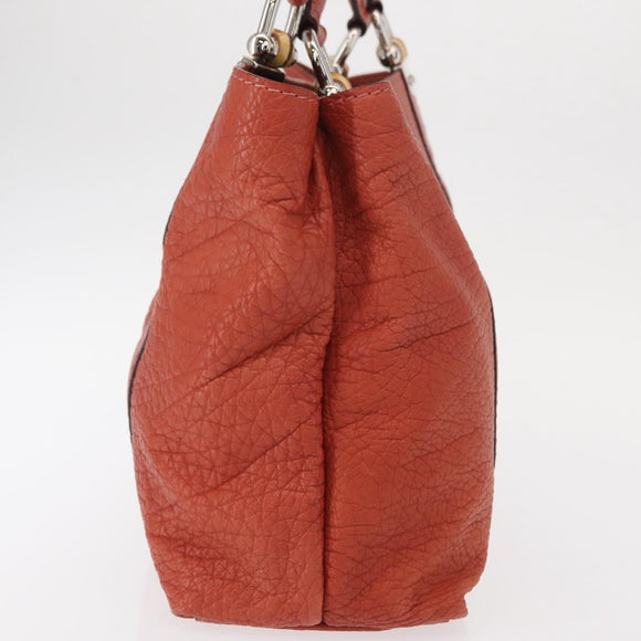 GUCCI Bamboo Hand Bag Leather Red Silver 232947 Auth ka796