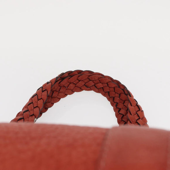 GUCCI Bamboo Hand Bag Leather Red Silver 232947 Auth ka796