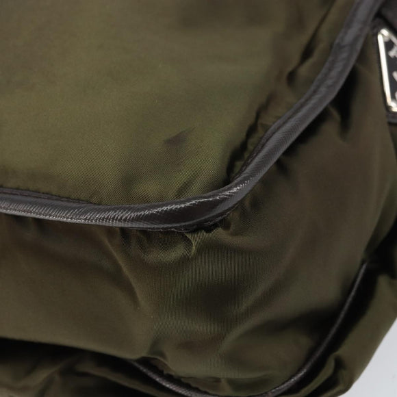 PRADA Shoulder Bag Nylon Khaki Silver Auth ka810