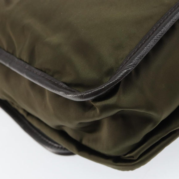 PRADA Shoulder Bag Nylon Khaki Silver Auth ka810