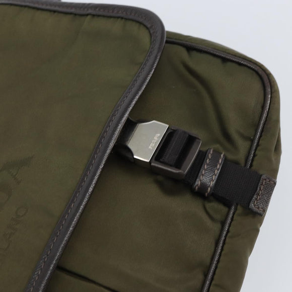 PRADA Shoulder Bag Nylon Khaki Silver Auth ka810