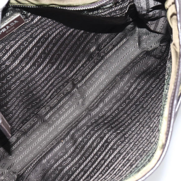 PRADA Shoulder Bag Nylon Khaki Silver Auth ka810