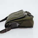 PRADA Shoulder Bag Nylon Khaki Silver Auth ka810-4