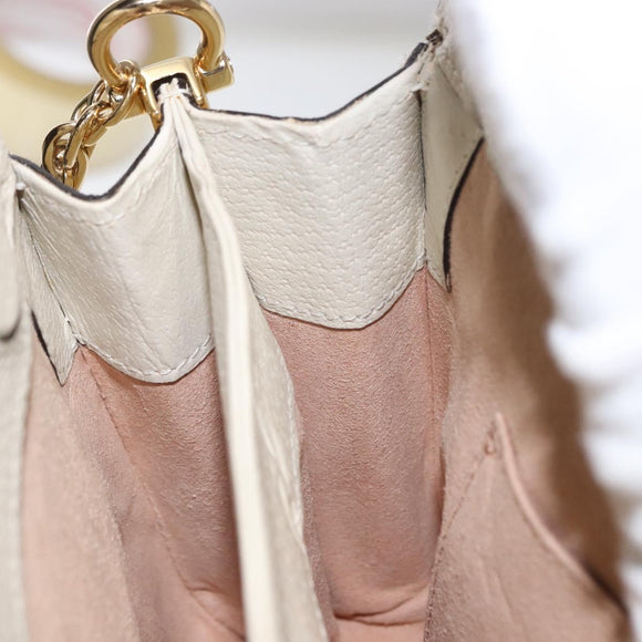 GUCCI Chain Sherry Line Shoulder Bag Leather White 503877 Auth ka811