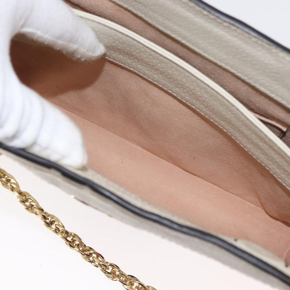 GUCCI Chain Sherry Line Shoulder Bag Leather White 503877 Auth ka811