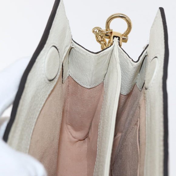 GUCCI Chain Sherry Line Shoulder Bag Leather White 503877 Auth ka811