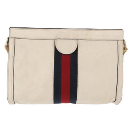 GUCCI Chain Sherry Line Shoulder Bag Leather White 503877 Auth ka811 - 0