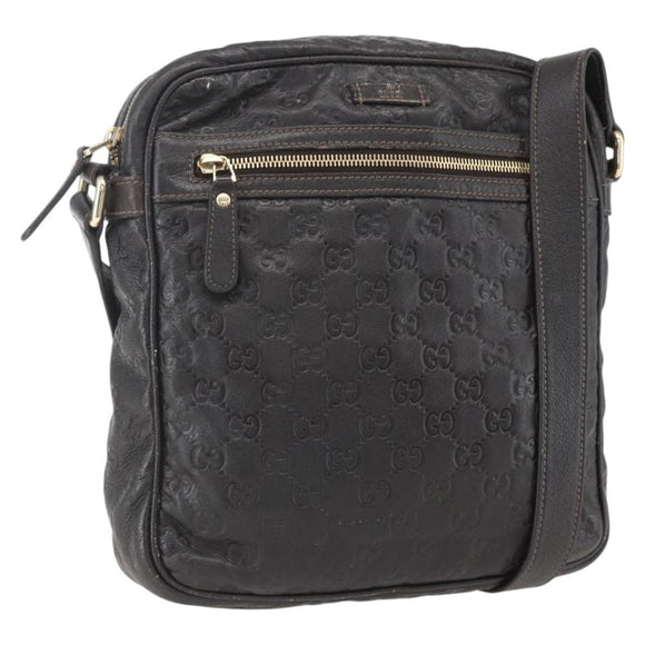 GUCCI Guccissima GG Canvas Shoulder Bag Leather Brown Gold 201448 Auth ka814