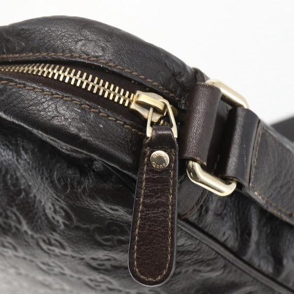 GUCCI Guccissima GG Canvas Shoulder Bag Leather Brown Gold 201448 Auth ka814