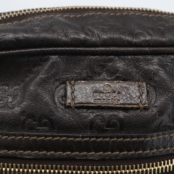 GUCCI Guccissima GG Canvas Shoulder Bag Leather Brown Gold 201448 Auth ka814