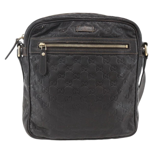 GUCCI Guccissima GG Canvas Shoulder Bag Leather Brown Gold 201448 Auth ka814