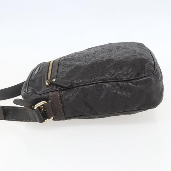 GUCCI Guccissima GG Canvas Shoulder Bag Leather Brown Gold 201448 Auth ka814