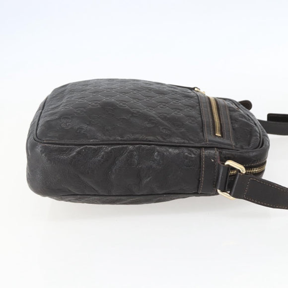 GUCCI Guccissima GG Canvas Shoulder Bag Leather Brown Gold 201448 Auth ka814