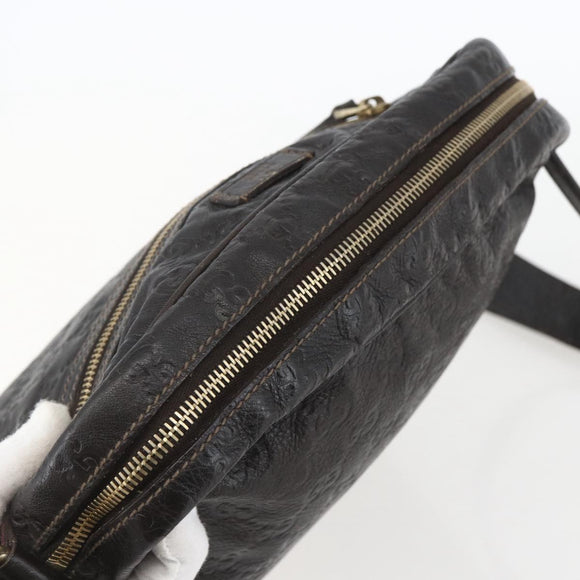 GUCCI Guccissima GG Canvas Shoulder Bag Leather Brown Gold 201448 Auth ka814