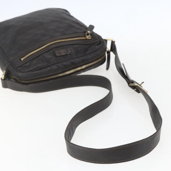 GUCCI Guccissima GG Canvas Shoulder Bag Leather Brown Gold 201448 Auth ka814