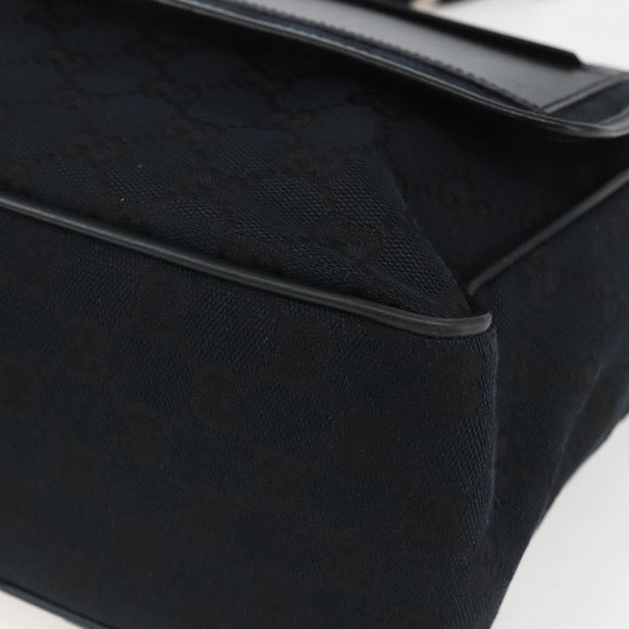 GUCCI GG Canvas Shoulder Bag Black Silver 019 0375 Auth ka825