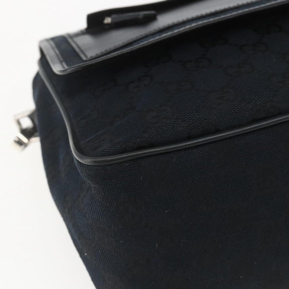 GUCCI GG Canvas Shoulder Bag Black Silver 019 0375 Auth ka825