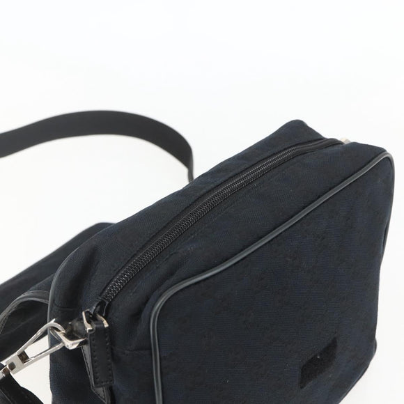 GUCCI GG Canvas Shoulder Bag Black Silver 019 0375 Auth ka825