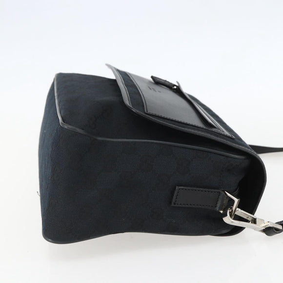 GUCCI GG Canvas Shoulder Bag Black Silver 019 0375 Auth ka825