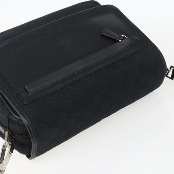 GUCCI GG Canvas Shoulder Bag Black Silver 019 0375 Auth ka825