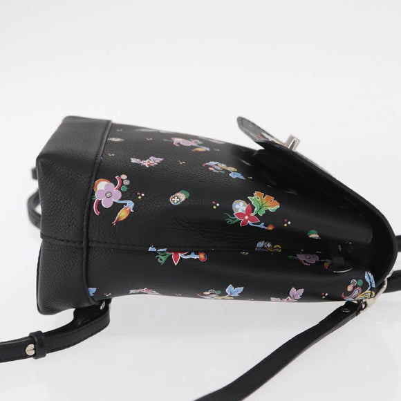 LOUIS VUITTON Floral Print Rock Me Backpack Leather Black M54848 Auth ka827M