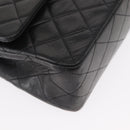 CHANEL Chain Matelasse 25 Shoulder Bag Lamb Skin Black Gold CC Auth ka829SAV-10