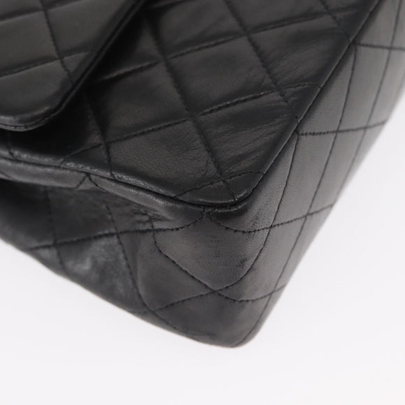 CHANEL Chain Matelasse 25 Shoulder Bag Lamb Skin Black Gold CC Auth ka829SAV