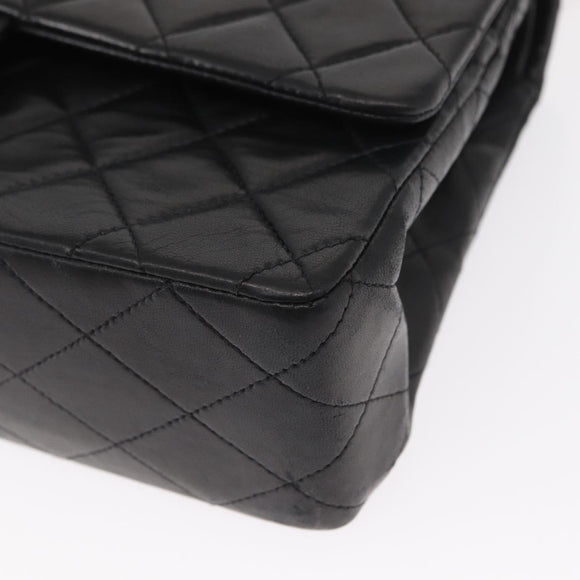 CHANEL Chain Matelasse 25 Shoulder Bag Lamb Skin Black Gold CC Auth ka829SAV