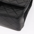 CHANEL Chain Matelasse 25 Shoulder Bag Lamb Skin Black Gold CC Auth ka829SAV-15