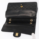 CHANEL Chain Matelasse 25 Shoulder Bag Lamb Skin Black Gold CC Auth ka829SAV-15