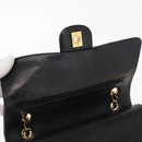 CHANEL Chain Matelasse 25 Shoulder Bag Lamb Skin Black Gold CC Auth ka829SAV-16